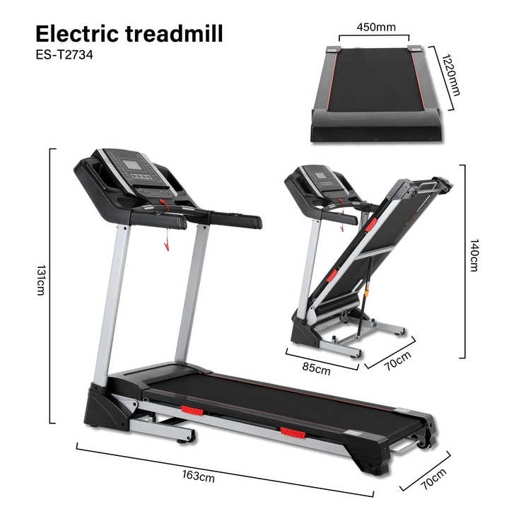 Space-saving Running Machine With Handheld Heart Rate Test for Home Gym Use
