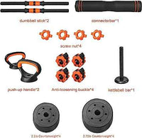 6-in-1 Adjustable Multi-Functional Dumbbell and Barbell Kettlebell Set Customizable Steel Home Use Exercise Equipment