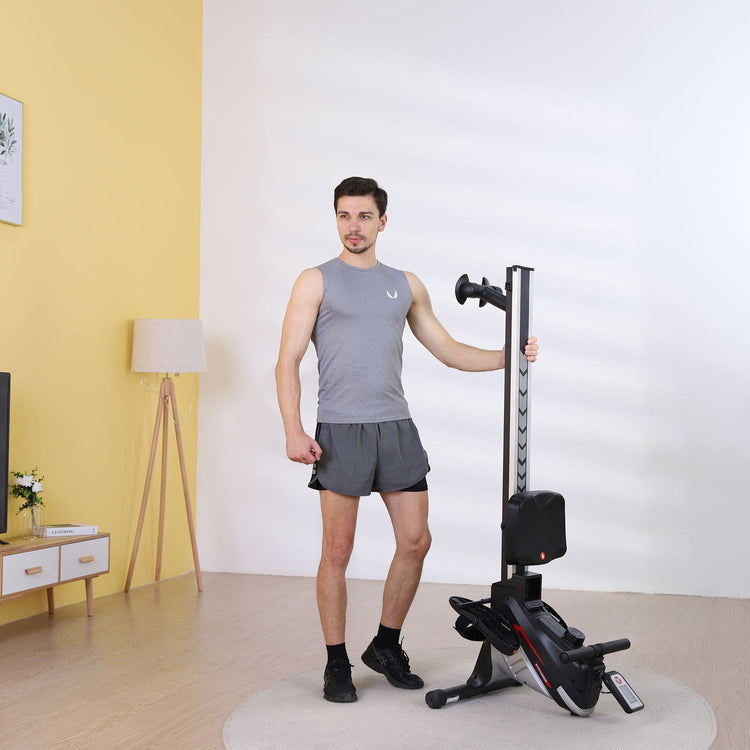 Home Gym Air Rower Cardio Machine Fitness Equipment Aluminium and Iron Water & Fan for Home Use