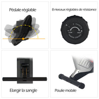 Home Gym Air Rower Cardio Machine Fitness Equipment Aluminium and Iron Water & Fan for Home Use