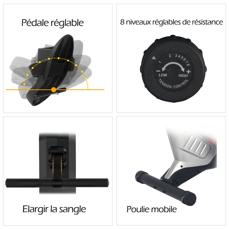 Home Gym Air Rower Cardio Machine Fitness Equipment Aluminium and Iron Water & Fan for Home Use