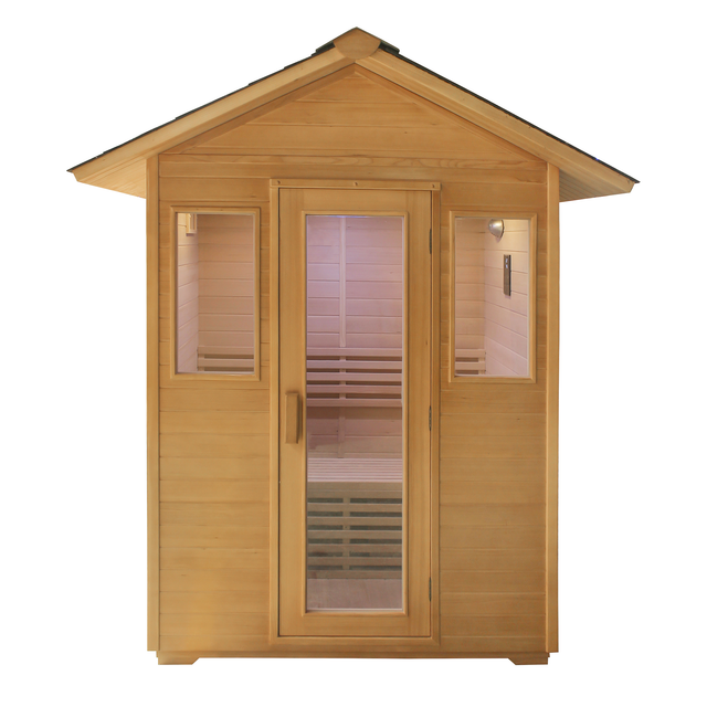 3 Person Traditional Steam Outdoor Sauna Room by Centuraheat front view