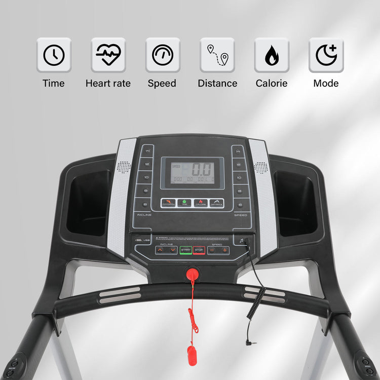Space-saving Running Machine With Handheld Heart Rate Test for Home Gym Use