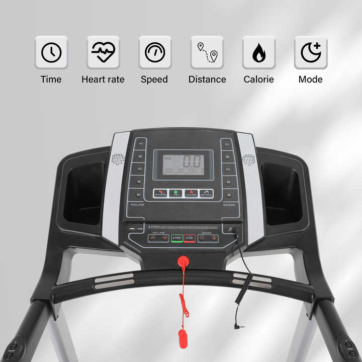 Space-saving Running Machine With Handheld Heart Rate Test for Home Gym Use