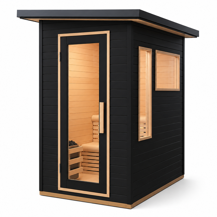 2 Person Black-Finished Hemlock Outdoor Sauna 