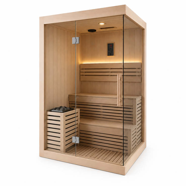 2 Person Canadian Hemlock Indoor Sauna with 2.3kW Harvia Heater