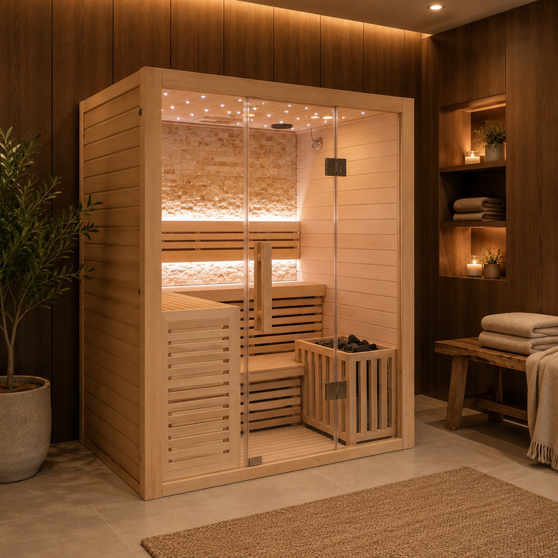 Luxury Steam Traditional Indoor Sauna with Glass Door by Centuraheat