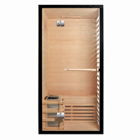 CenturaHeat 2 Person Canadian Hemlock Indoor Sauna with Glass Side Wall and 3kW Harvia Heater