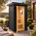 2 Person Black-Finished Outdoor Sauna with 6kW Harvia Heater