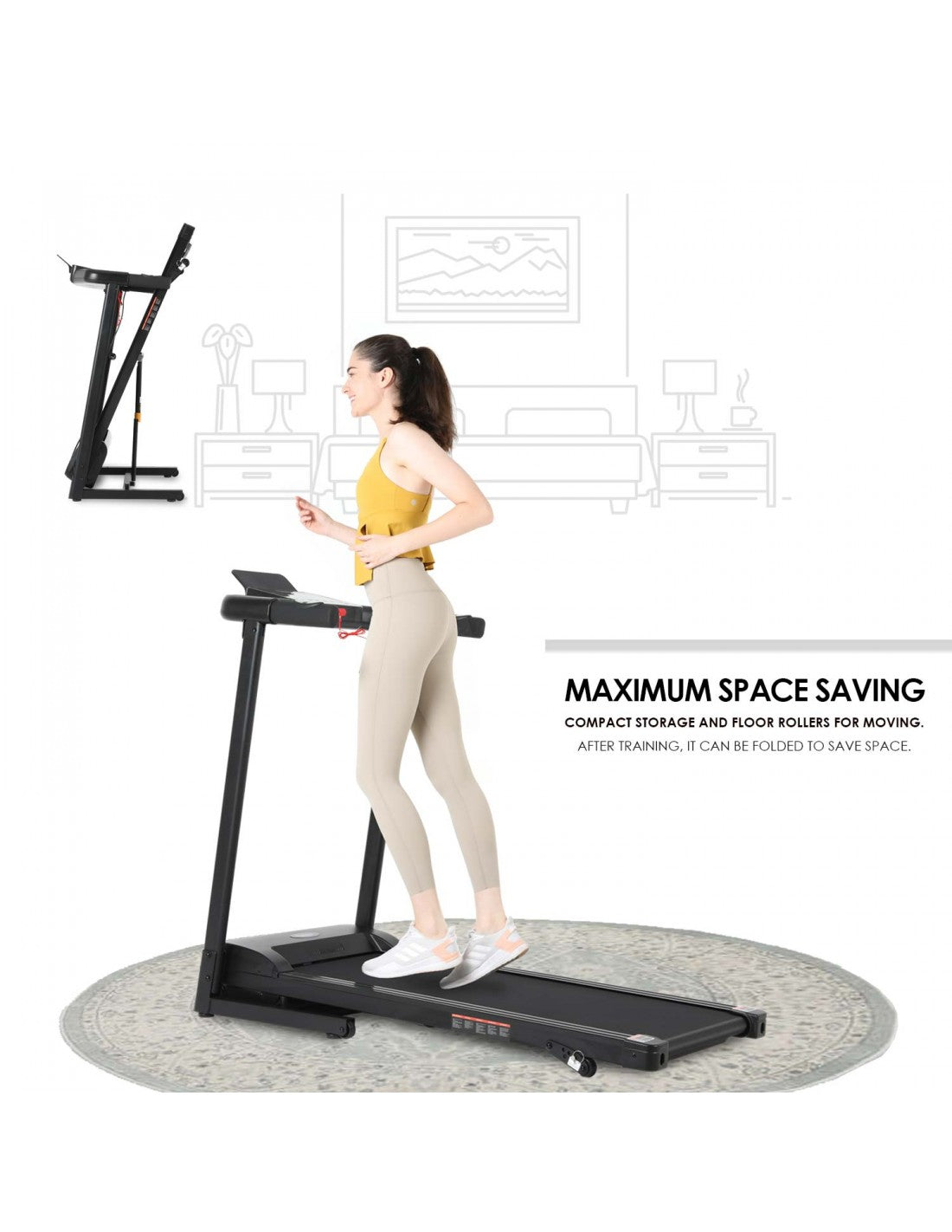 Folding Treadmill with 14km/h Speed and Hydraulic Assist